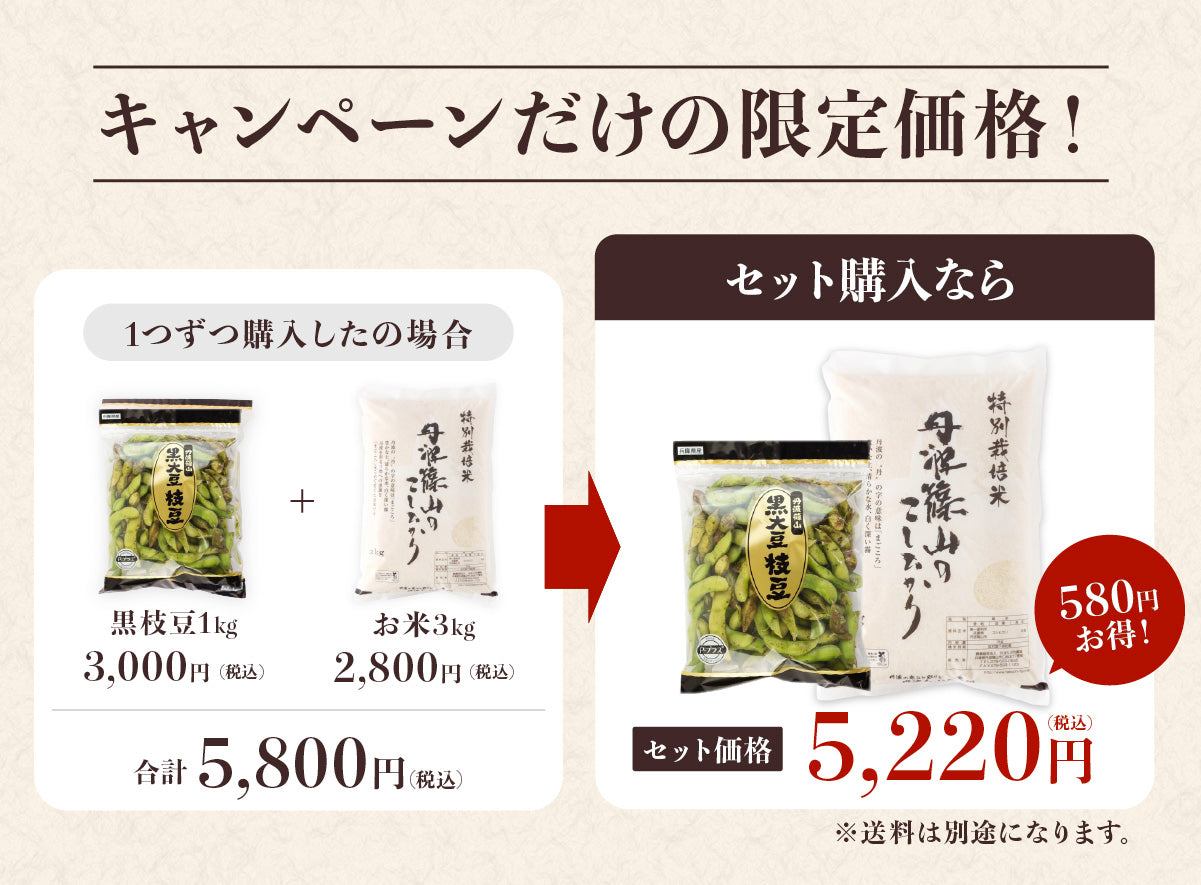 仲摘み10/15~23出荷】秋の味覚セット（丹波篠山の黒枝豆1㎏とR8年産